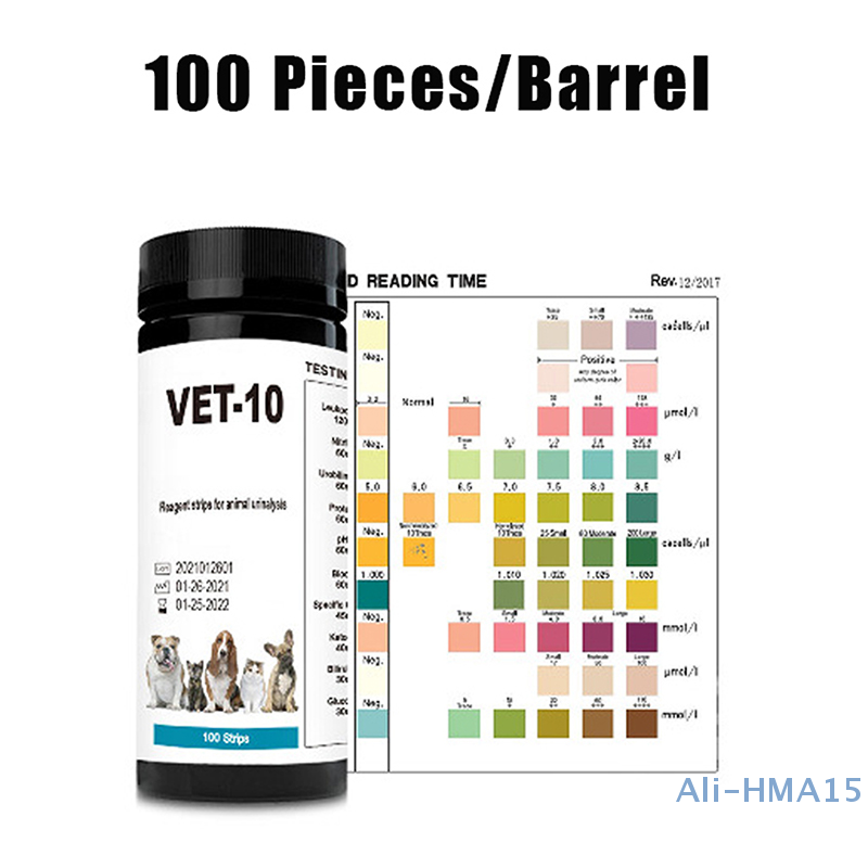 Urinalysis Reagent Strip - 100PCS 10 Parametreli Kedi ve Köpek
