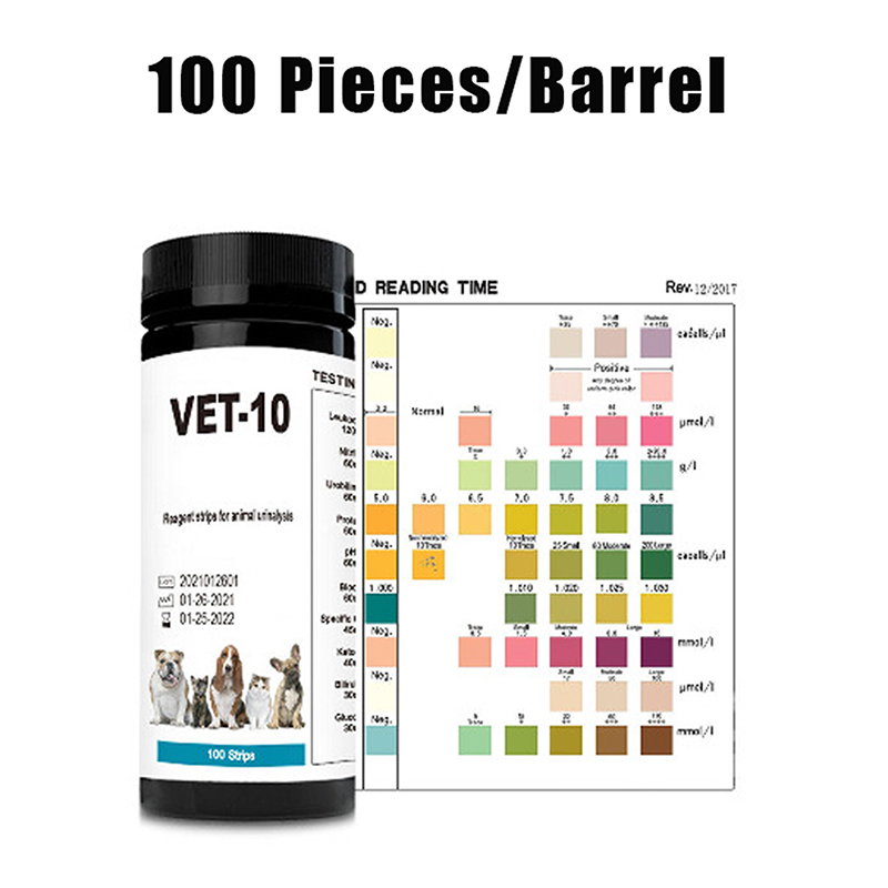 Urinalysis Reagent Strip - 100 adet 10-parametre kedi ve köpek